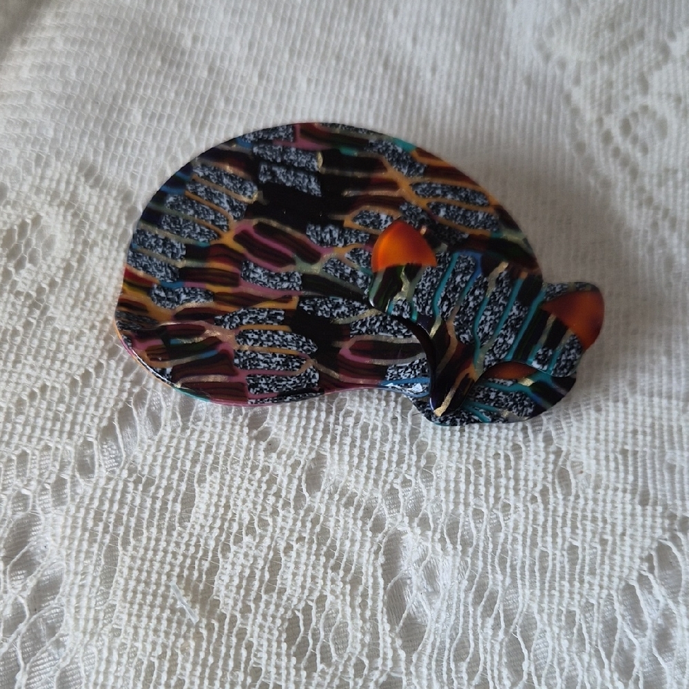 Lea Stein Sleeping Cat Brooch